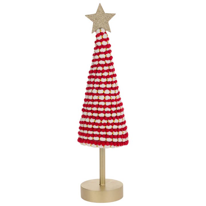 Boston International – Decoração de Natal por atacado – Árvore de cone vermelho e branco de 15,75" de altura com estrela de Natal