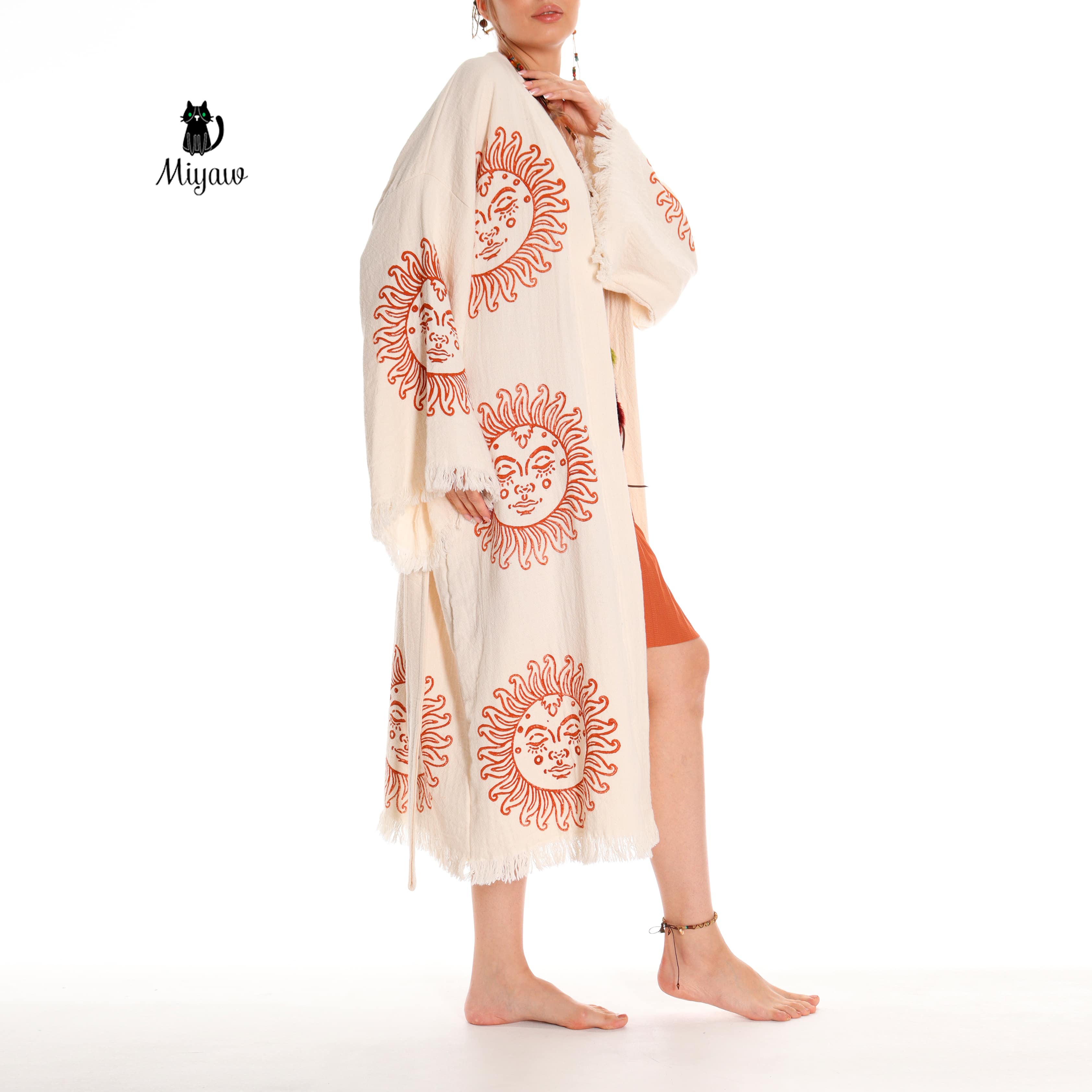 Beige Unique Sun Kaftan: Eco-Friendly Organic Cotton for wholesale on Faire1
