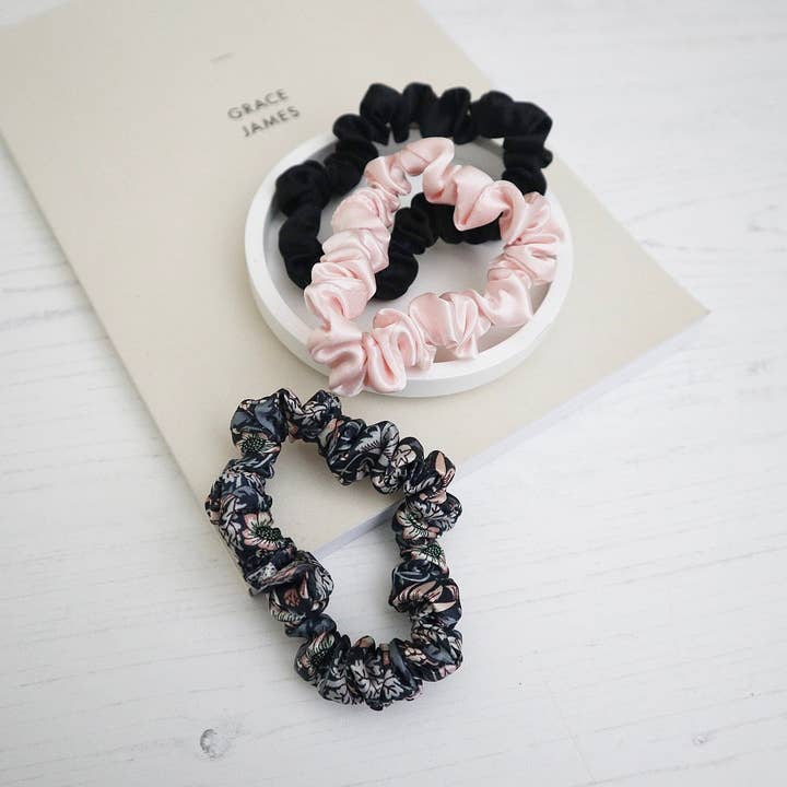 Liberty London Silk Scrunchies Trio Strawberry Thief for wholesale by Grace James Online