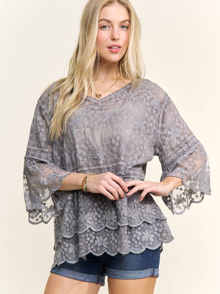 ADORA LA – wholesale Blus - Dam – CET3907 - 3/4 ÄRMAR SPETSBLOUS18