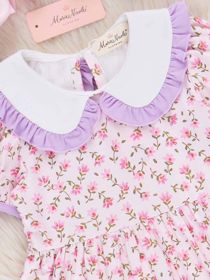 Marie Nicole Clothing - Wholesale Dress - Kids - Candy Blossoms Embroidered Ruffle Dress2