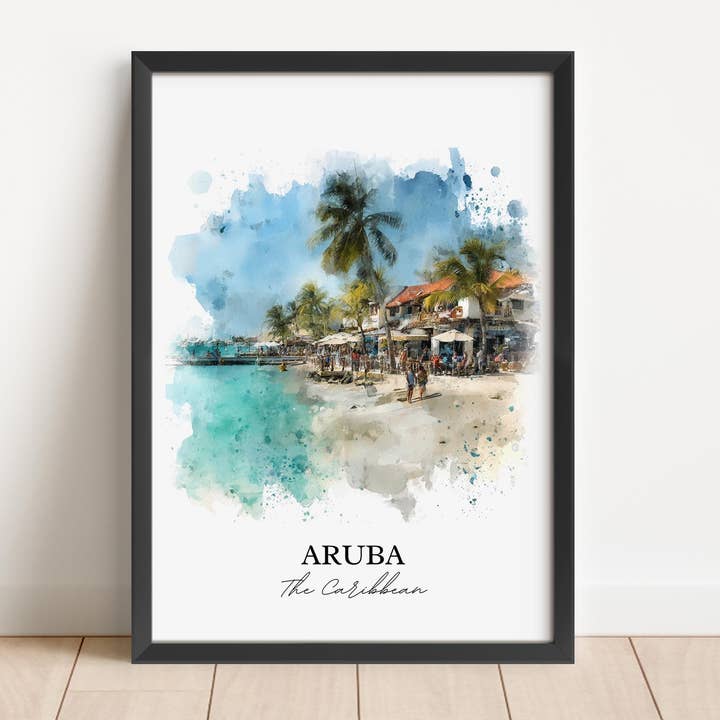 Premium Travel Art - Wholesale Art Print - Aruba Wall Art, Aruba Print, Aruba Watercolor Art, Aruba Caribbean Gift, Travel Print, Travel Poster, Housewarming Gift3