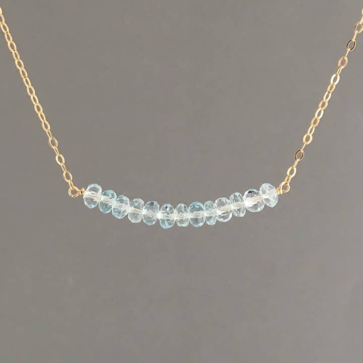 Blauer Topas gebogene Perlenkette für den Großhandel von Jennifer Shon Jewelry