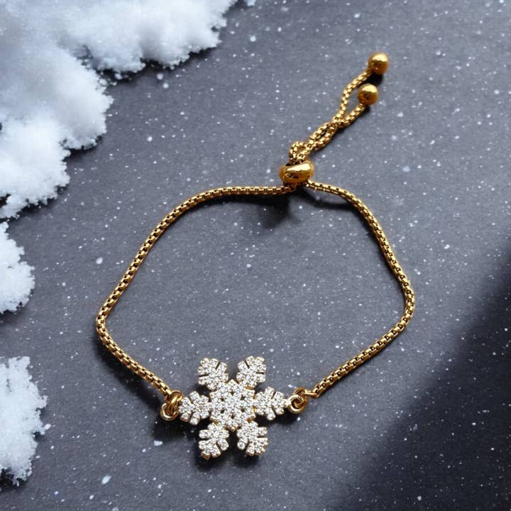 SNOW - Snowflake Bracelet in gold and zircons for wholesale by DUESTELLE ITALIA