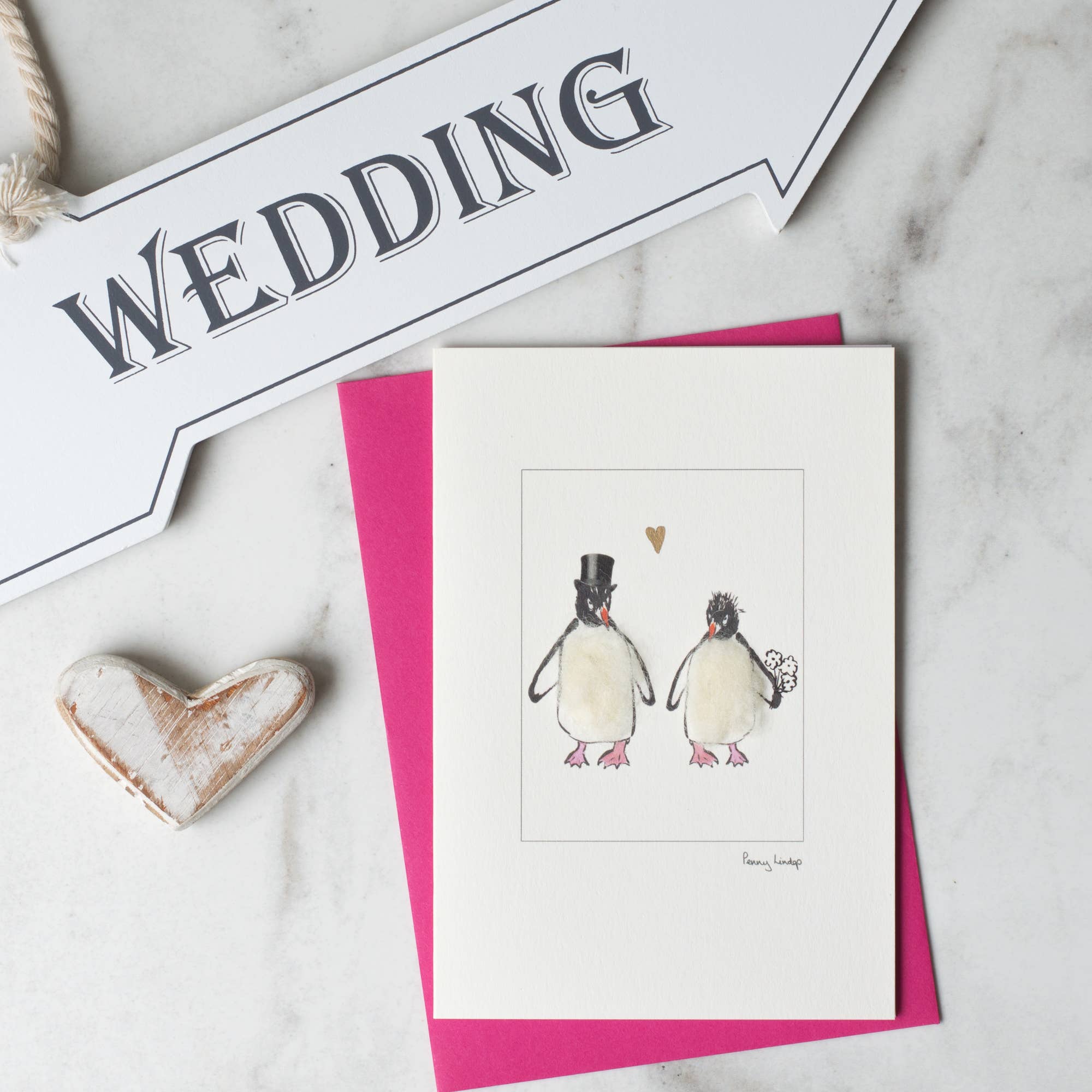 Papersheep UK - Vendita all'ingrosso Biglietti d'amore - Biglietto d'amore con due pinguini, biglietto per matrimonio, biglietto di anniversario2