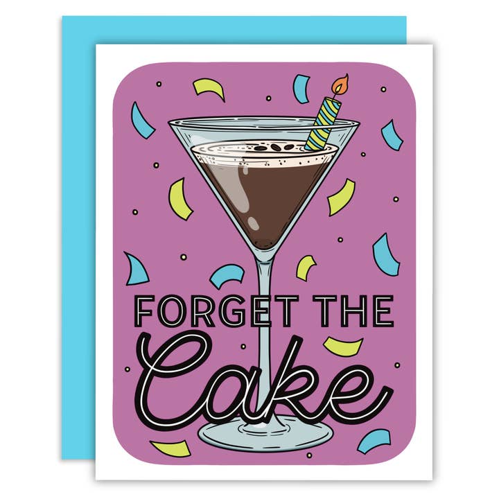 Forget the Cake Espresso Martini Cocktail Greeting Card for wholesale by Midnight Door Studio