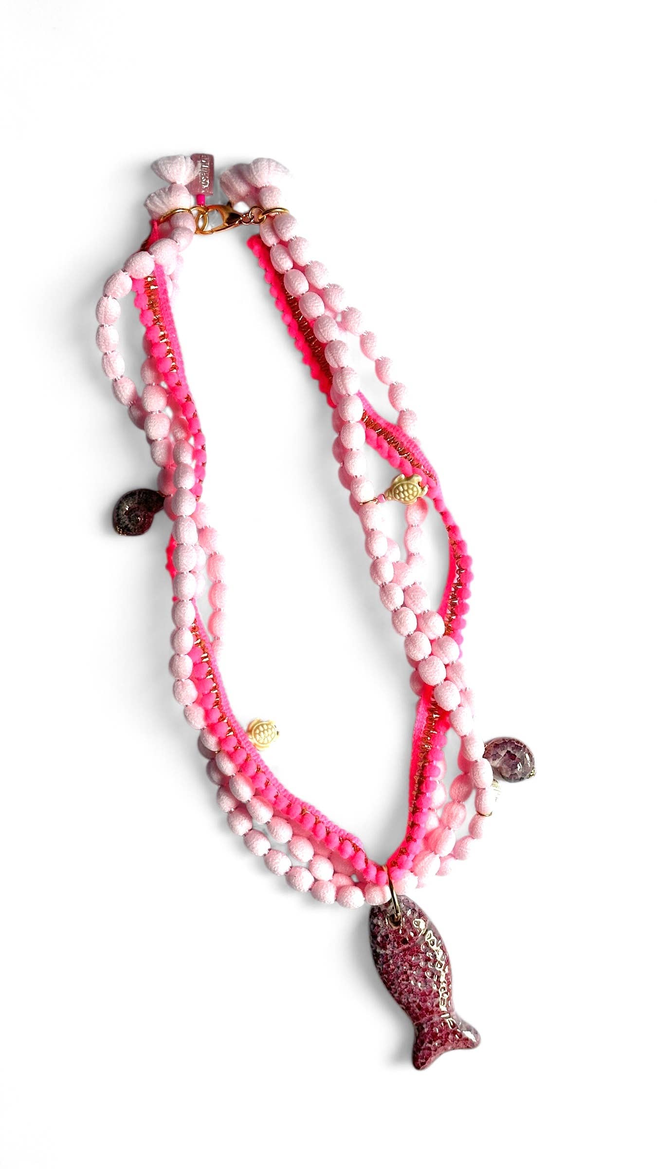 Roselinde – wholesale Pärlband/Pärlhalsband – Konstanz lång halsband med textilband, trä- och keramikkulor6