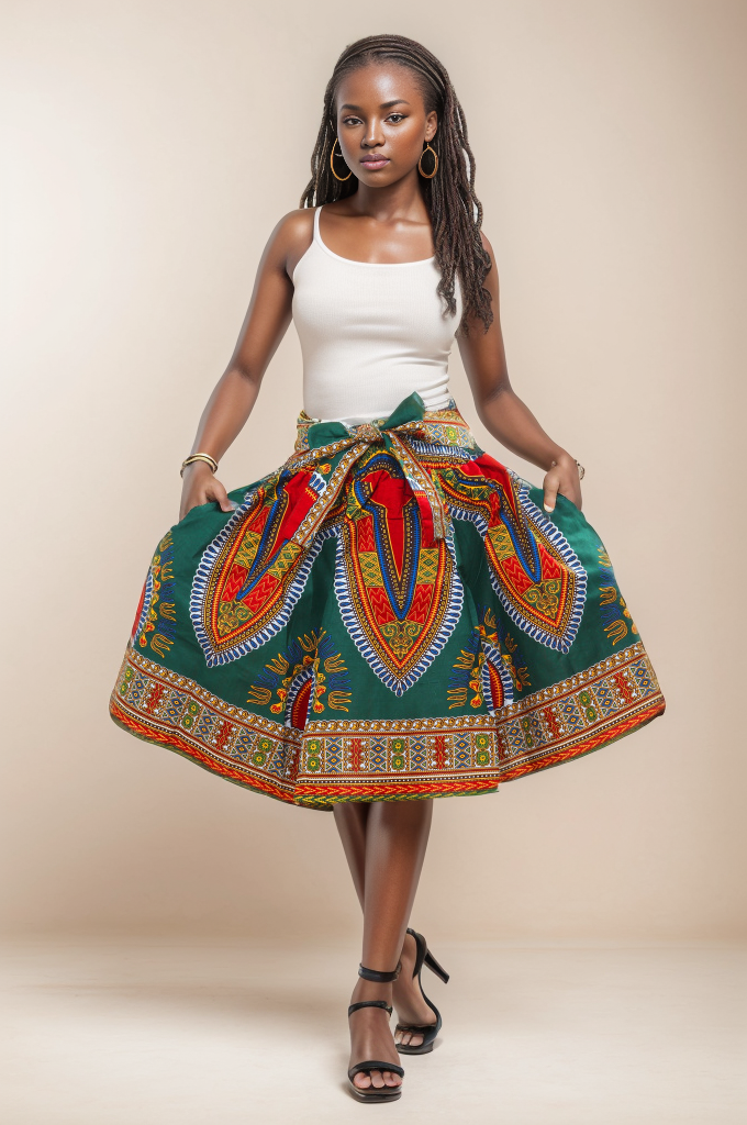 KaraChic – Saia - Mulher por atacado – Saia Ankara 100% Algodão com Estampa Dashiki Africana1