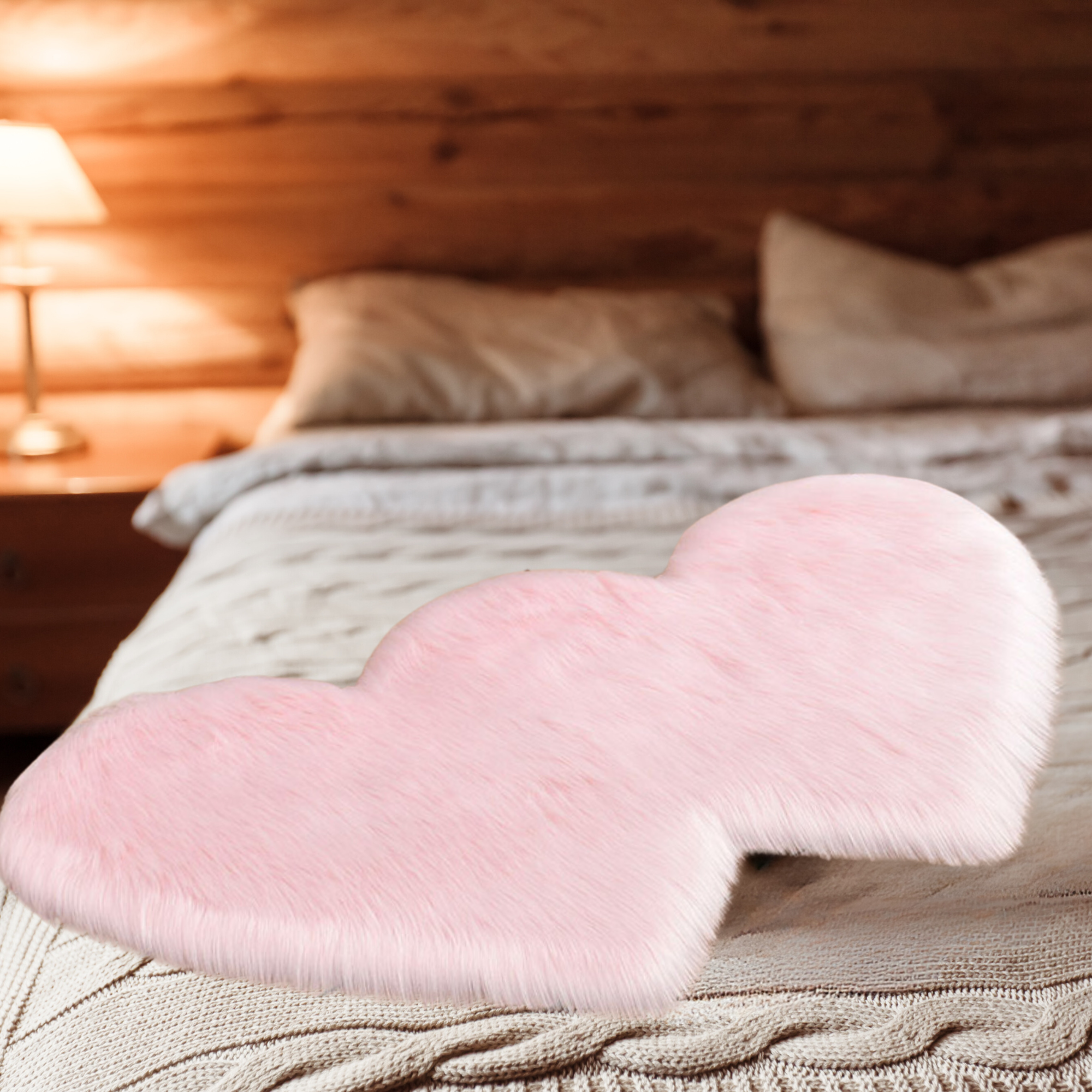 DrifWoo – wholesale Area rug – Fluffy Double Heart Mat Faux Non-slip Decorative Rug0