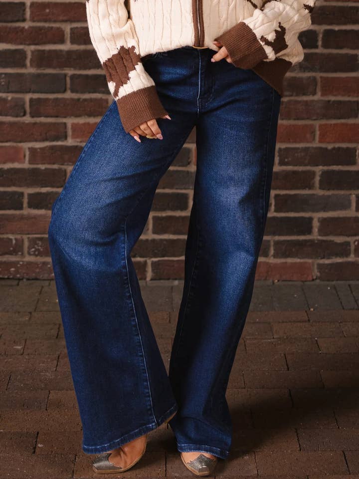 Wide Leg Jeans, Dark Wash for wholesale by GRACE+EMMA by Southern Grace