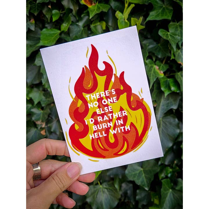 Studio Inktvis – Großhandel Freundschaftskarten – Es gibt niemanden, den ich lieber mit Riso Print in der Hölle verbrennen würde1