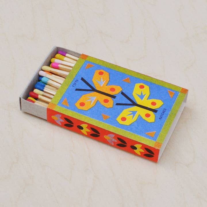 "Butterfly" Risograph Printed Matchbox for wholesale by Sunroom