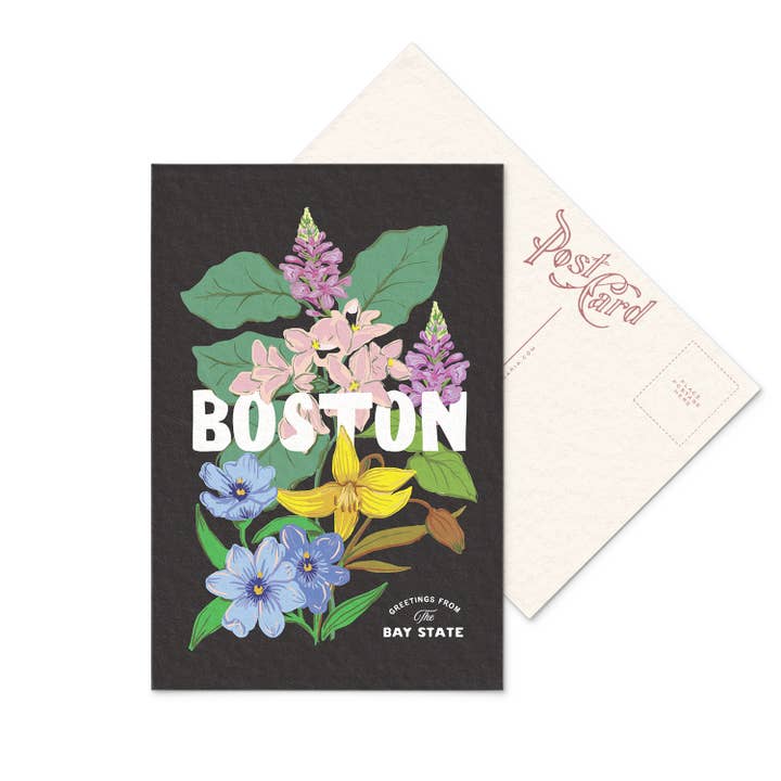Boston Blossoms : Carte postale des fleurs sauvages du Massachusetts pour la vente par Antiquaria