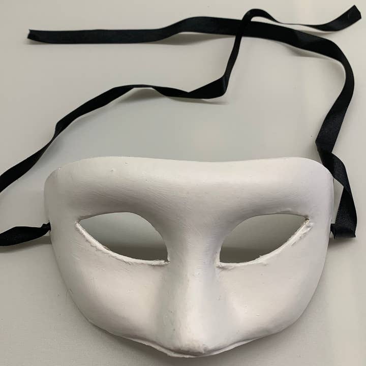 Caufield's Novelty - Wholesale Costume - Unisex - Paper Mache Masquerade Half Mask with Black Ribbon Ties3