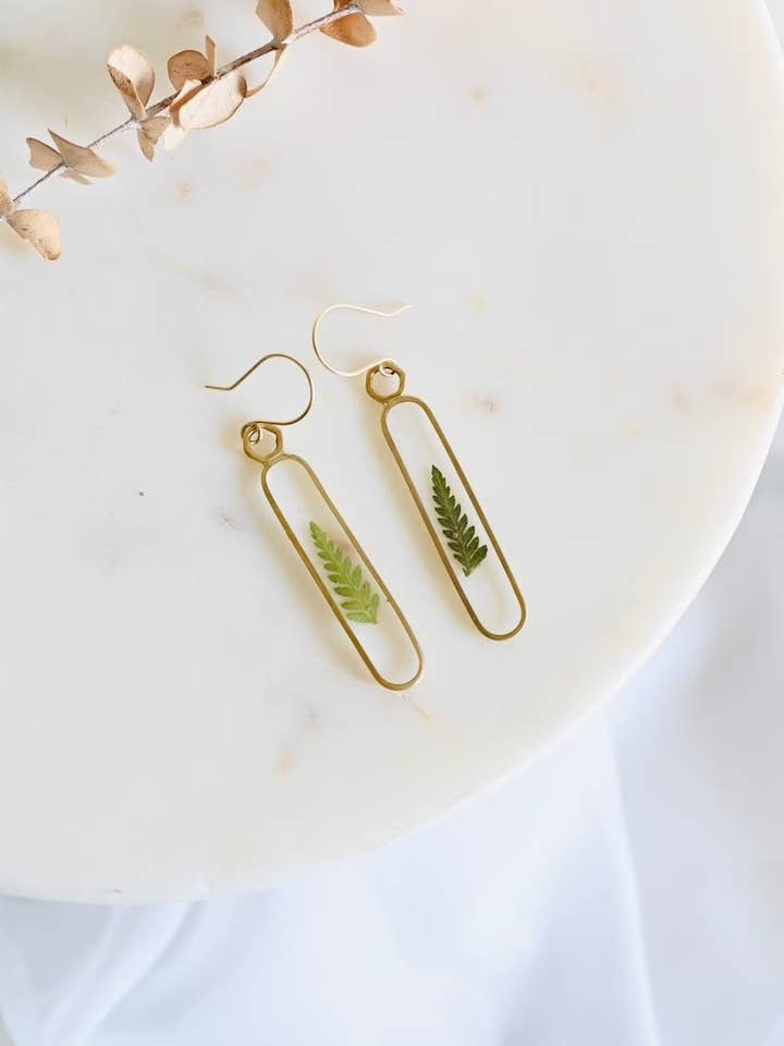 Fern Dangles for wholesale by Mental Gardens Jewelry