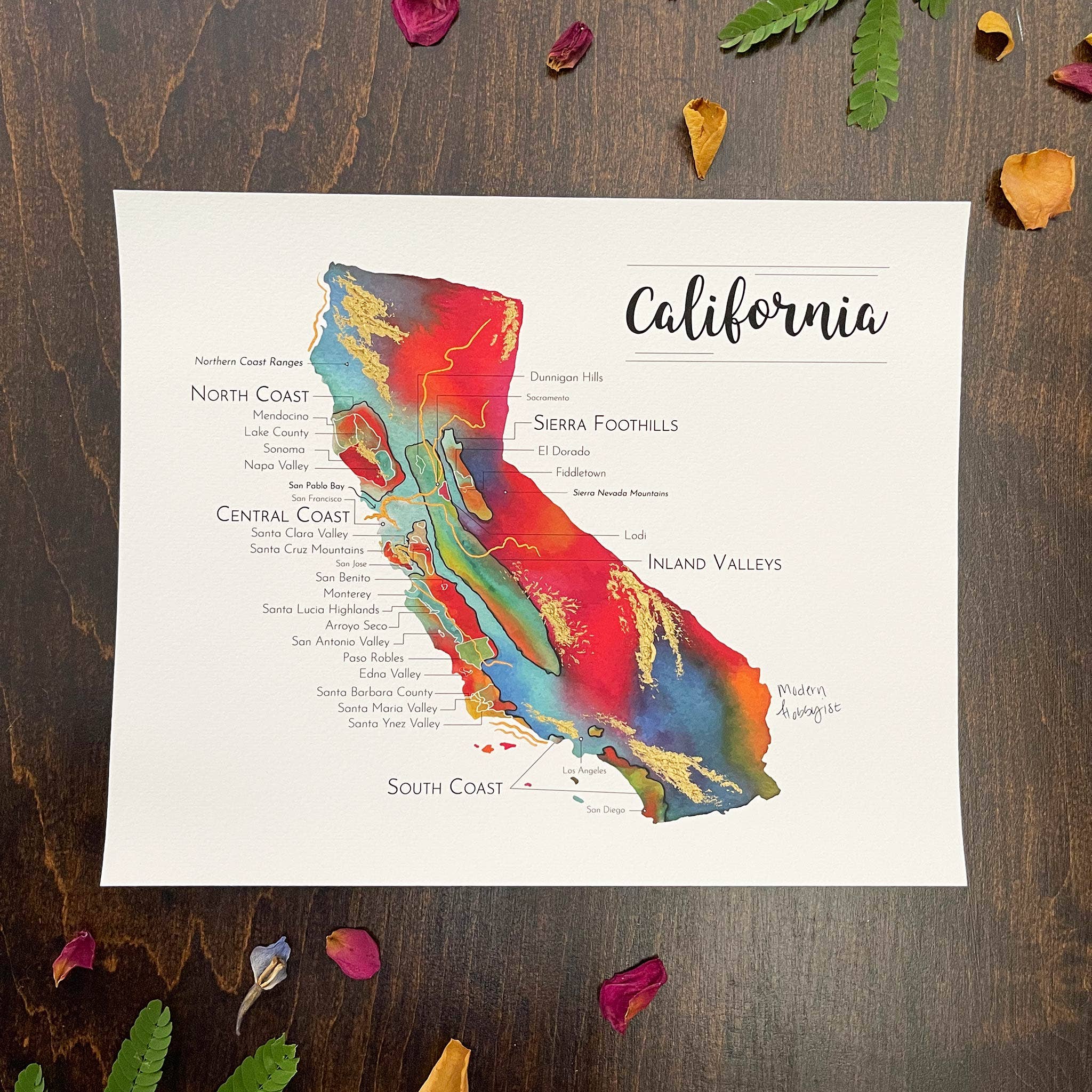 Modern Hobbyist - Venta al por mayor Ilustración - Mapa de Vinos de California - Impresión0
