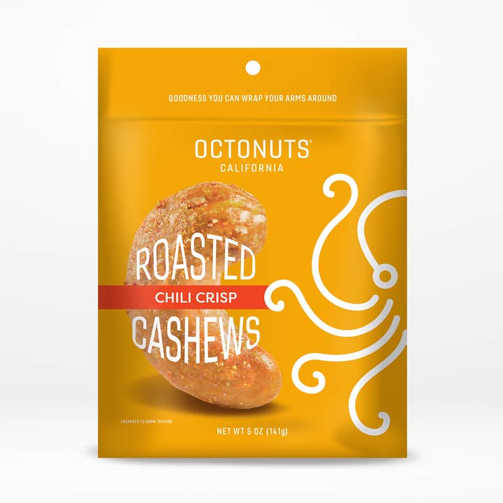 Chili Crisp Roasted Cashews (5oz) for wholesale by Octonuts California