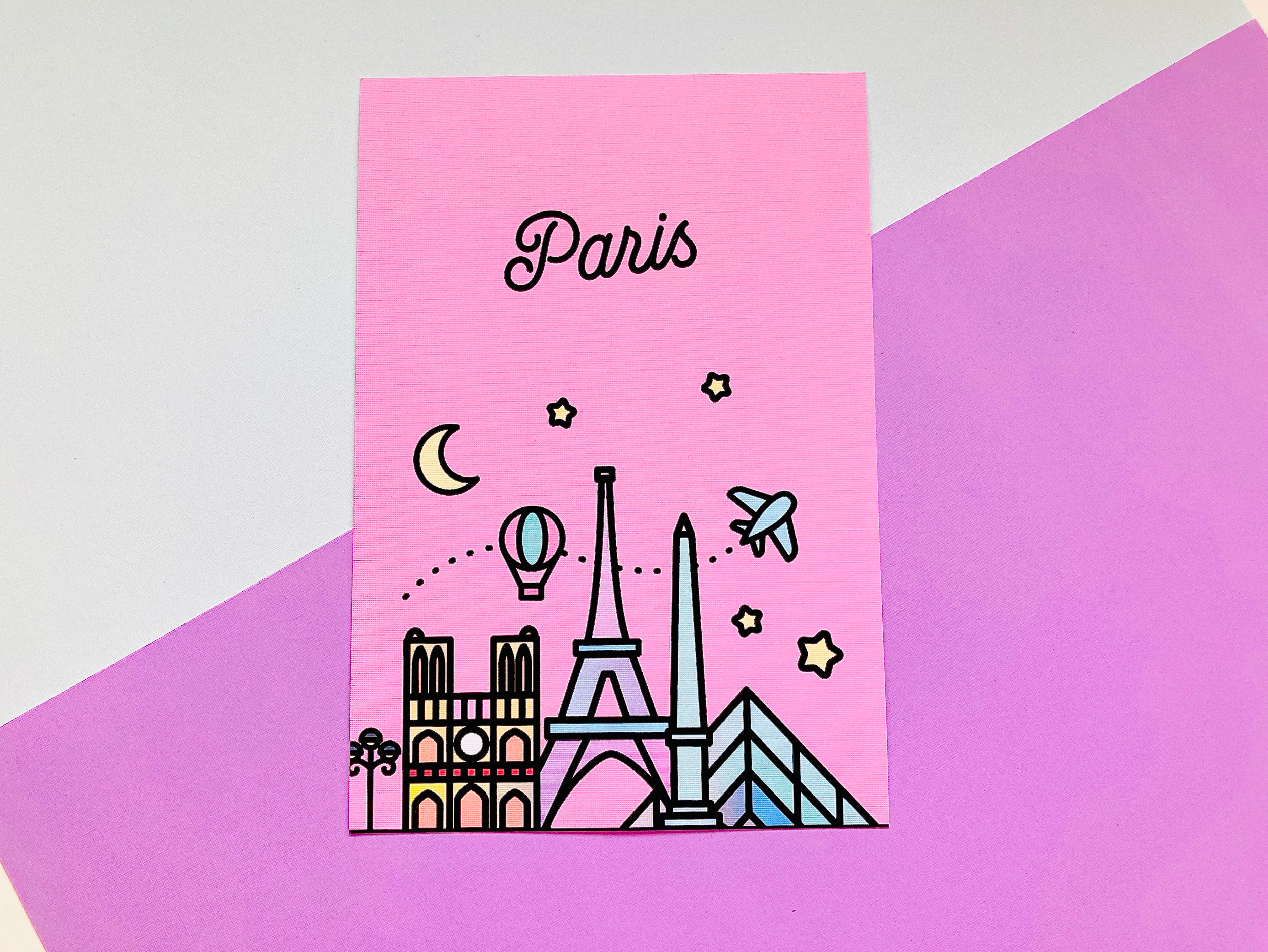 CoconuTacha - Wholesale Art Print - Pink Paris Skyline Art Print3