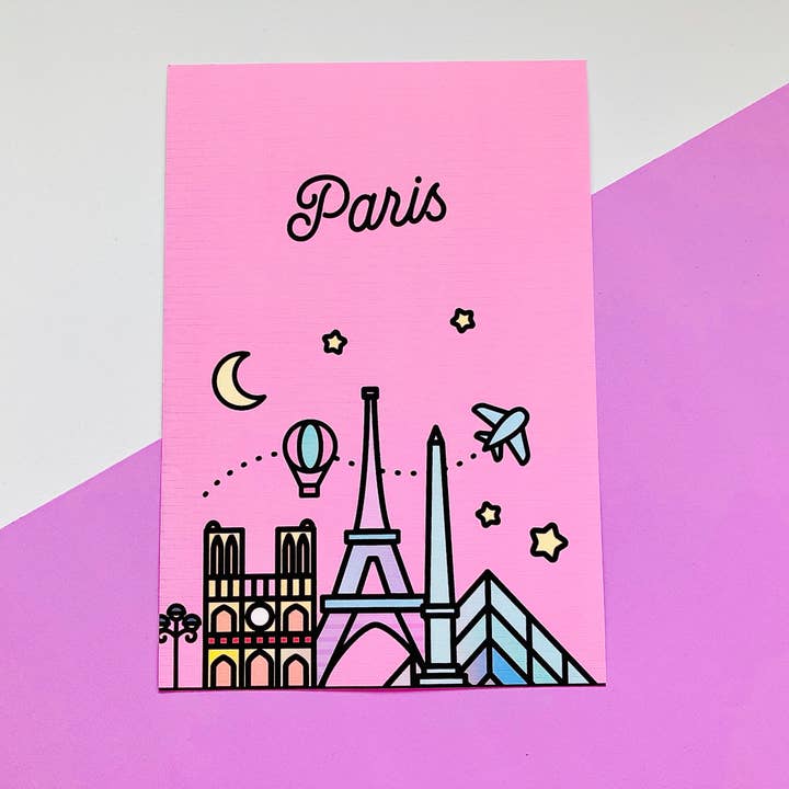 CoconuTacha - Wholesale Art Print - Pink Paris Skyline Art Print3
