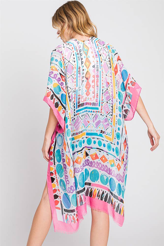 Hana - Wholesale Kimono - Women's - Watercolor Boho Geometric Print Summer Kimono21