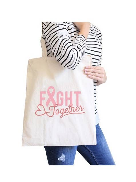 Fight Together Breast Cancer Awareness Canvas Bag for wholesale by 365 In Love