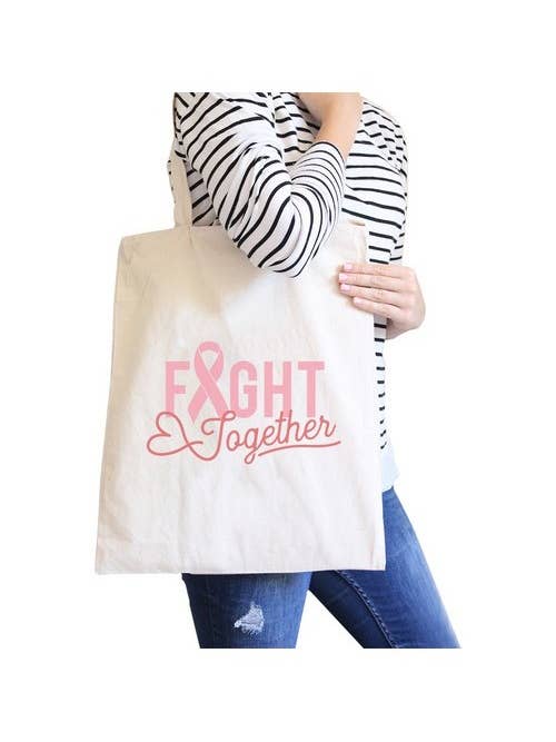 Fight Together Breast Cancer Awareness Canvas Bag for wholesale by 365 In Love