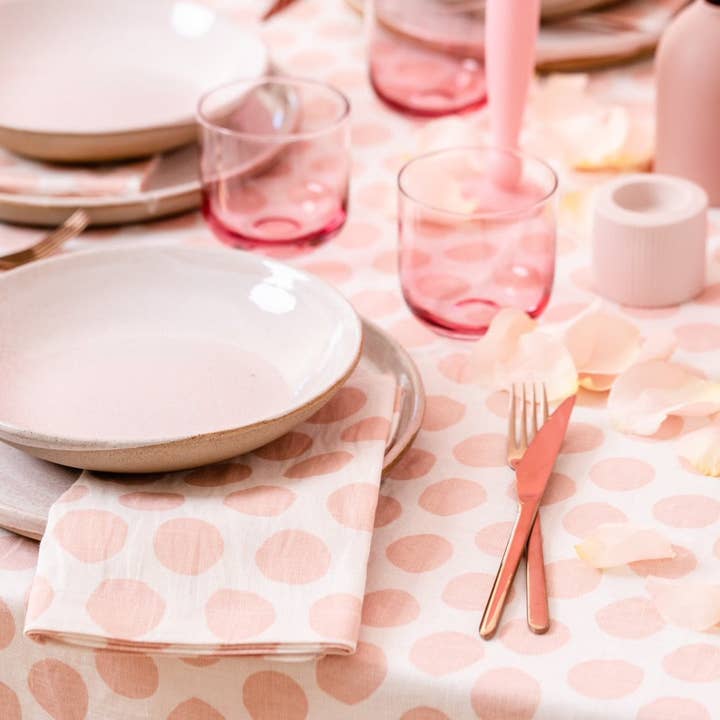 Bright Threads - Wholesale Dinner & Cloth Napkin - Polka Dot in Tulle Pink Napkin - Set of Four
