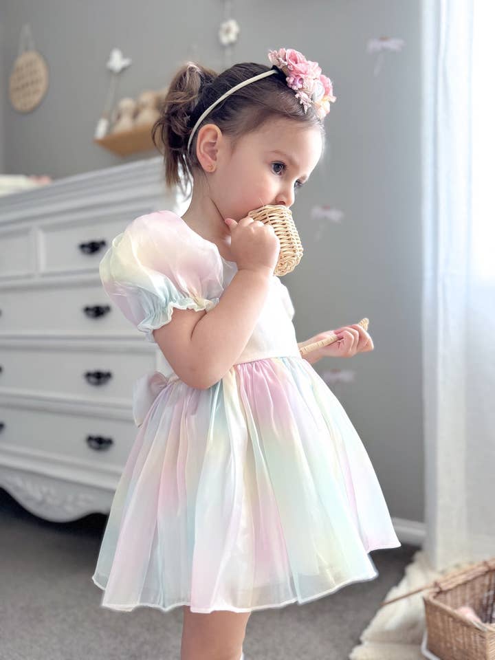 A Little Lacey - Wholesale Dress – Kids - Anastasia Girls Rainbow Organza Dress4