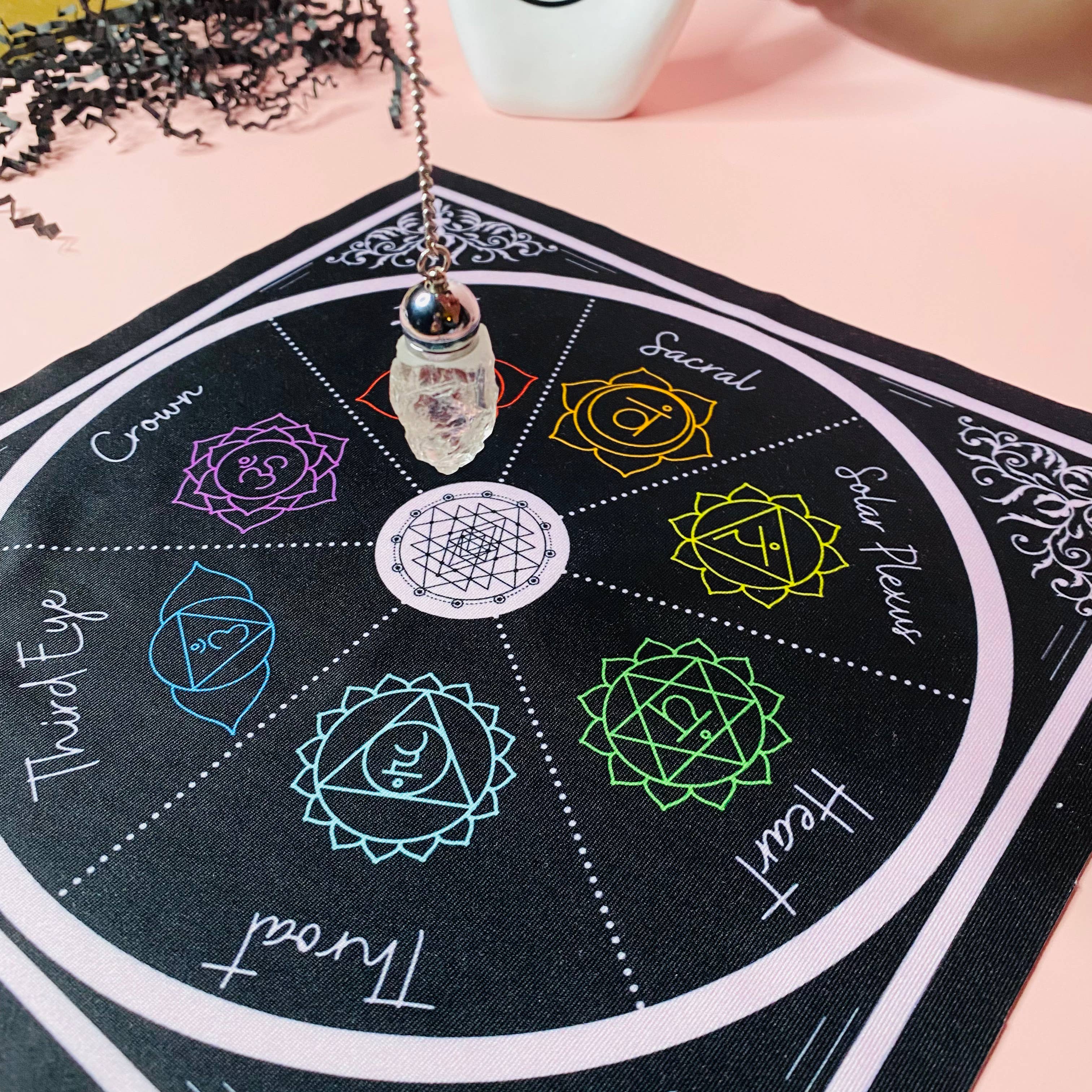 Sacred Moon&Stars – wholesale Meditation supplies – Chakras Pendulum Mat3