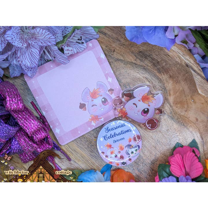 Set Cancelleria Mabon Mouse: Spilla, Washi Tape, Note Adesive per la vendita all'ingrosso da parte di Witchbriar Cottage