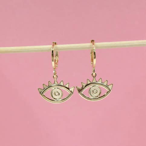 Orecchini con ciondolo a forma di malocchio contornato in oro 18 carati (L279) per la vendita all'ingrosso da parte di MIA Jewelry