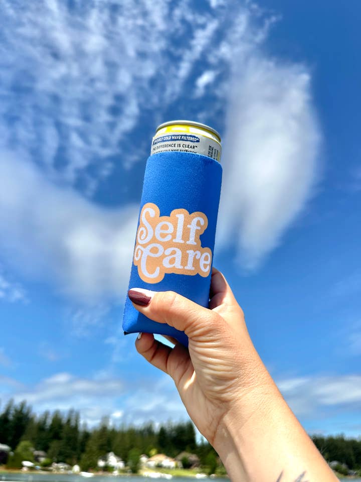 Self Care - slim can cooler for 12oz skinny cans for wholesale by Full Send Studio