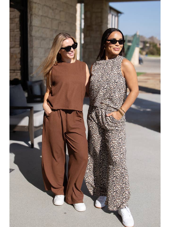 Textured Knit Lounge Pants, Leopard for wholesale on Faire4