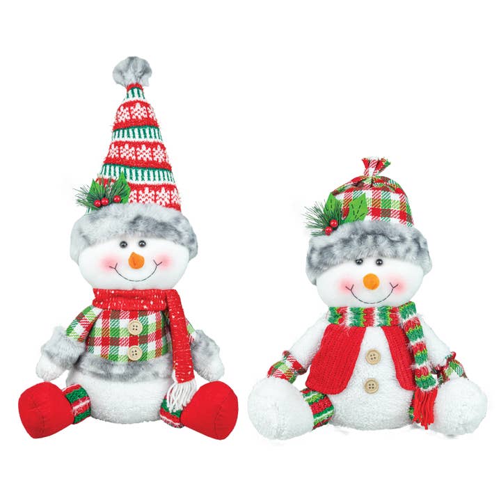 Hanna's Handiworks - Vendita all'ingrosso Decorazioni da tavolo - Vivace Pupazzo di Neve Natalizio Seduto - 2 Assortiti