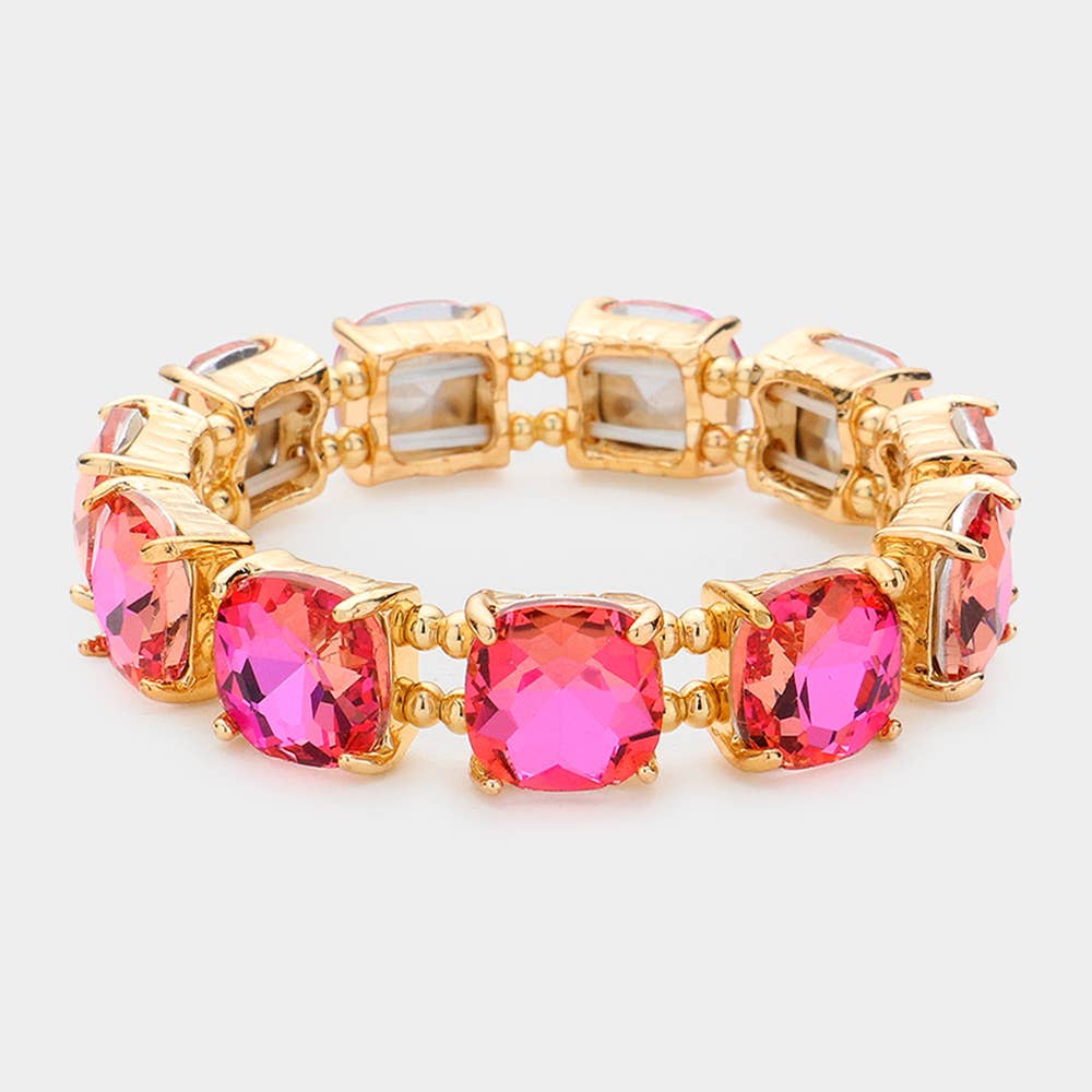 Sensibling Corp. - Wholesale Link & chain bracelet - Cushion Square Stone Stretch Evening Bracelet5