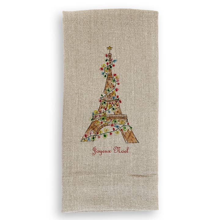 French Graffiti - Wholesale Tea Towel - Eiffel Tower with Christmas Lights1