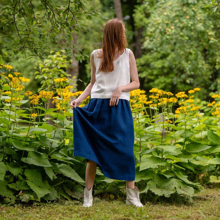 menique - Wholesale Skirt - Women's - Linen Maxi Skirt Sophia - A Line Flowy Maxi Summer Skirt10