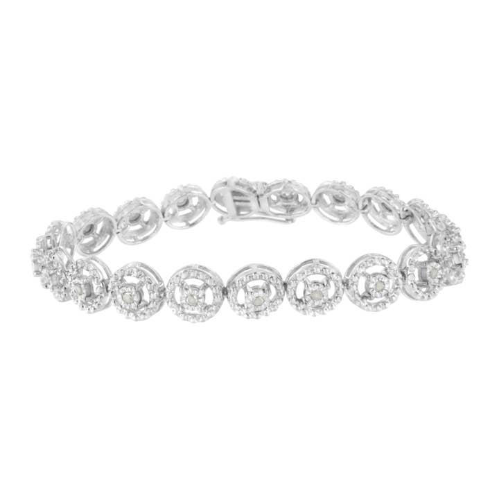Sterling Silver 1/2 ctw Diamond Tennis Link Bracelet for wholesale by Infinite Jewels