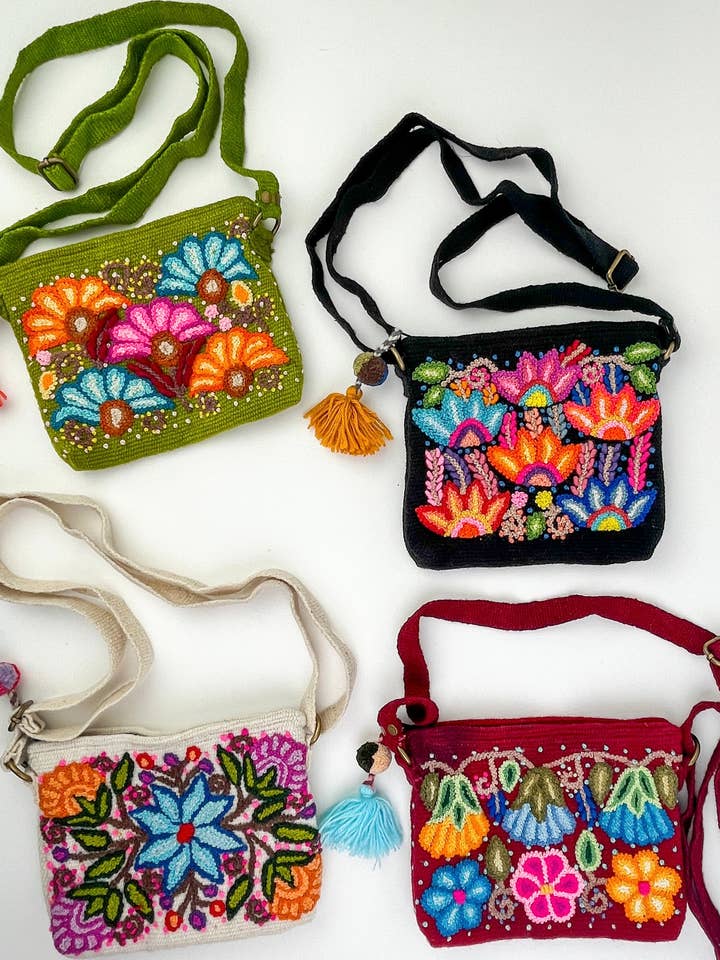 Garden Hand Embroidered Crossbody Bag for wholesale by Artesana Love