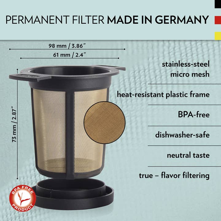 finum - Wholesale Tea Strainer/Infuser - 2 BREWING BASKETS M, Permanent Filter, black2