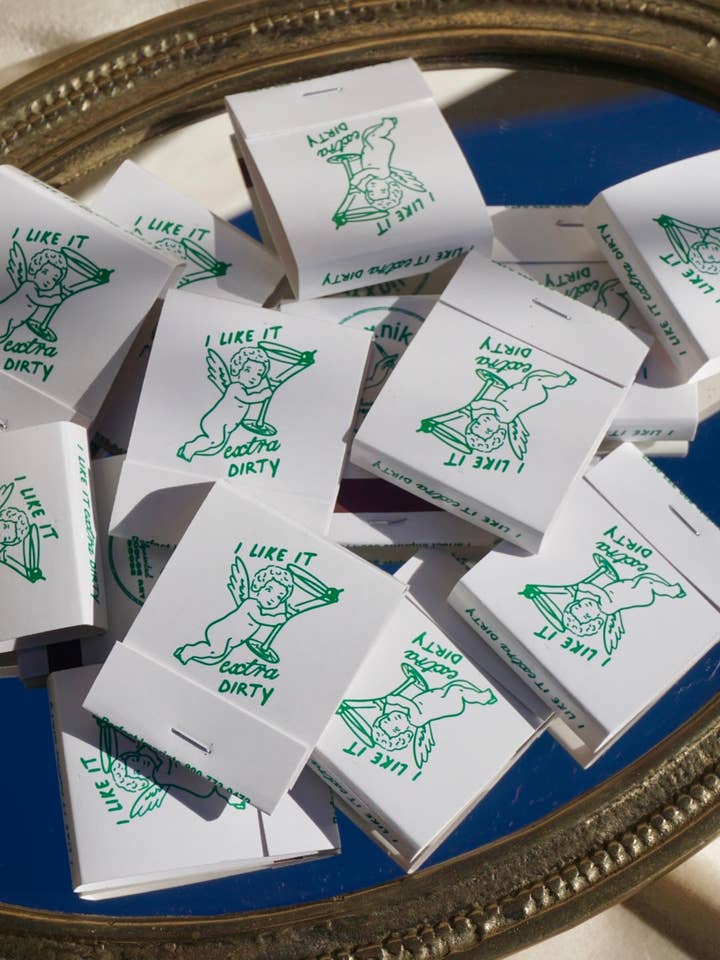 “I Like It Extra Dirty” Cupid Martini Matchbook for wholesale by artxnikki