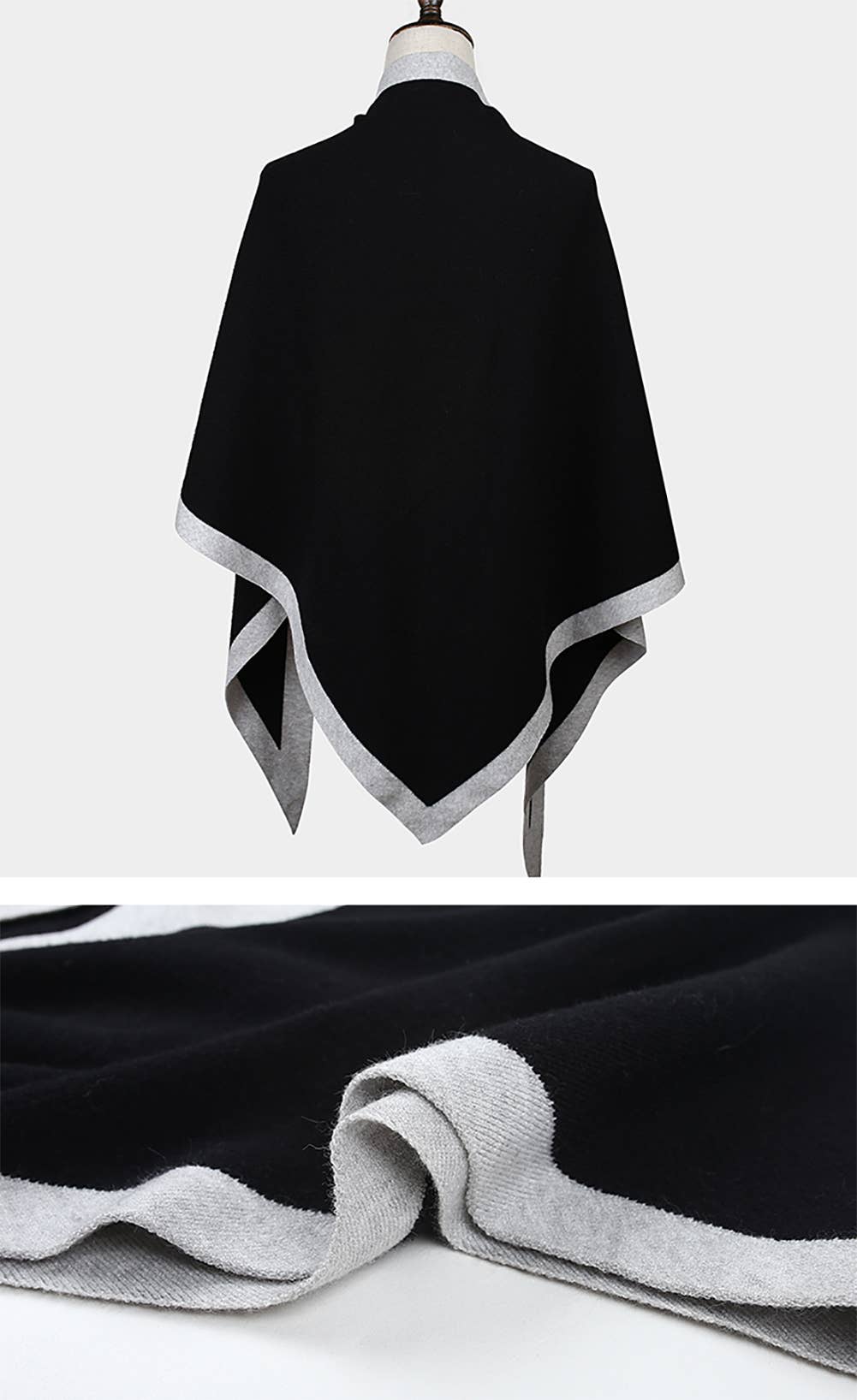 Fennco Styles - Wholesale Omslagdoek - Dames - Driehoekige omslagdoek van kasjmiermix met contrasterende randen30