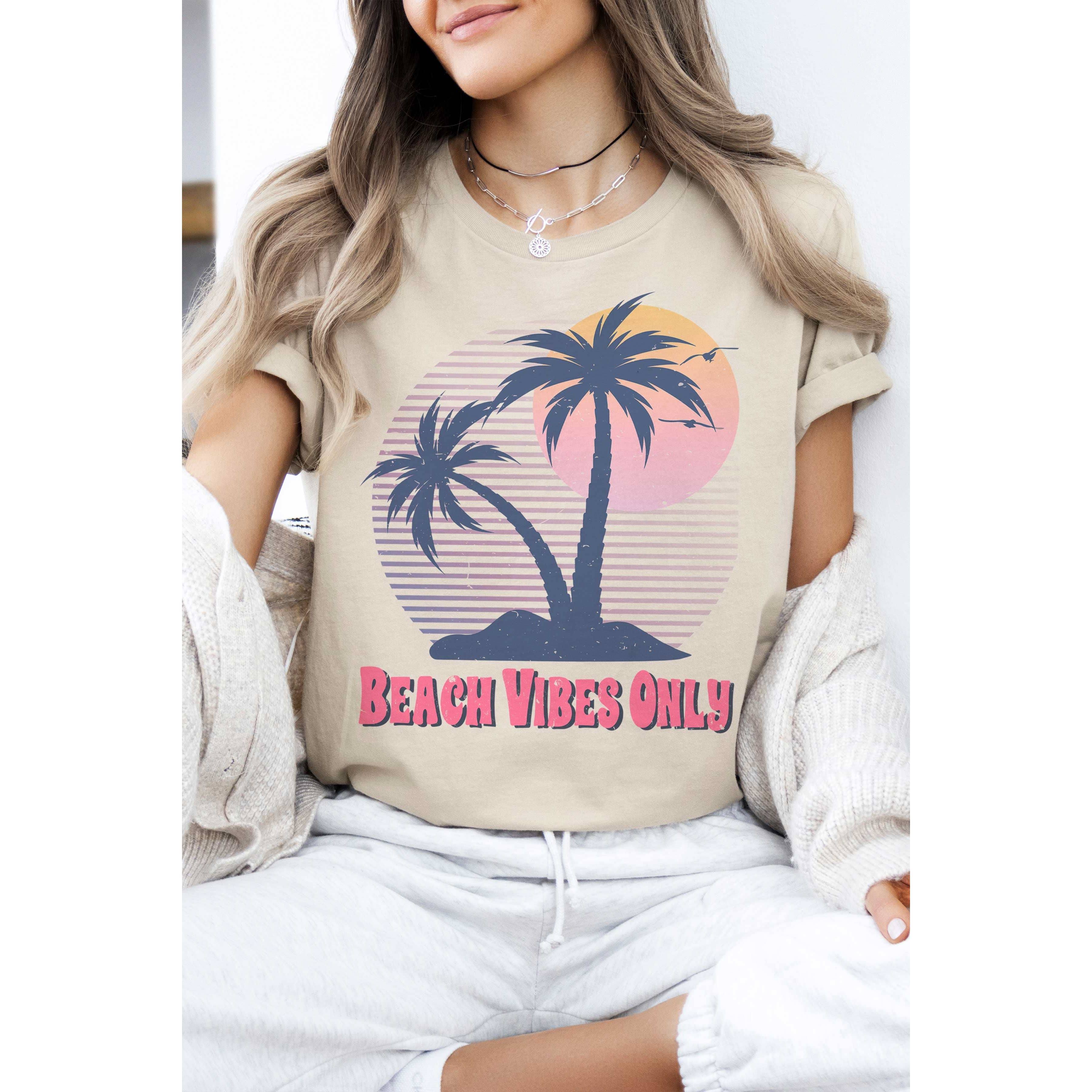 A. BLUSH CO – wholesale Screen printed t-shirt – Women′s – BEACH VIBES ONLY Graphic Tee1