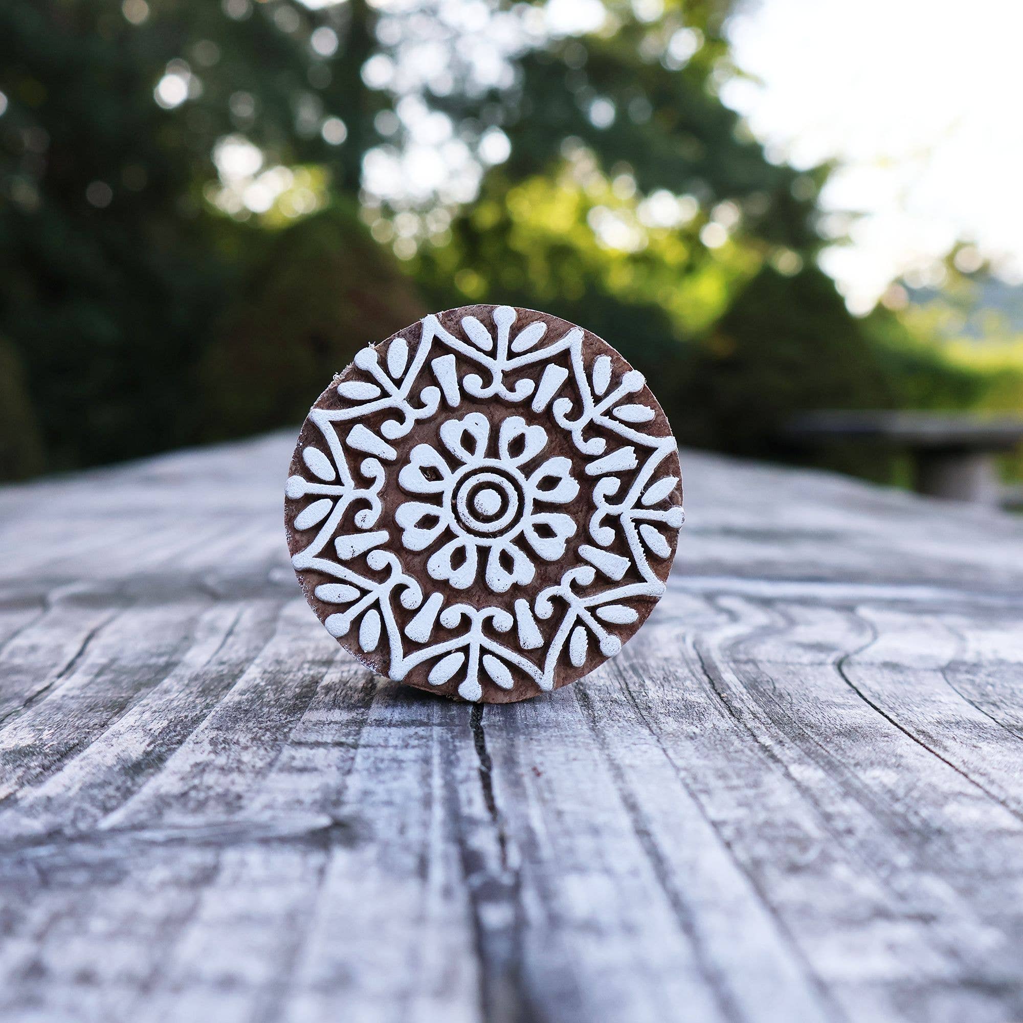 Tribal Trade GmbH - Wholesale Rubber/Decorative Stamp - Round wooden stamp mandala 5cm wooden stamp8