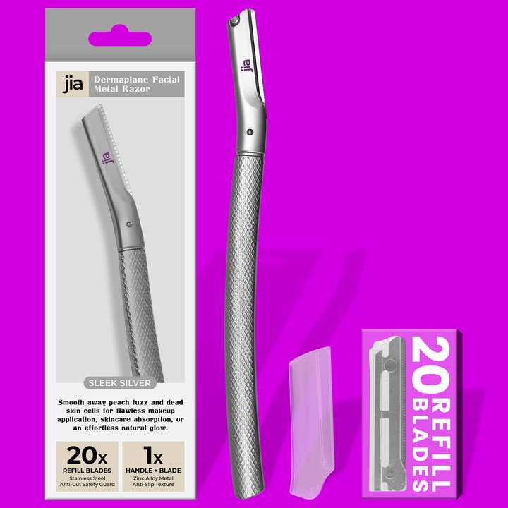 Jia Dermaplane Facial Metal Razor - Sleek Silver for wholesale by jia Personal Care
