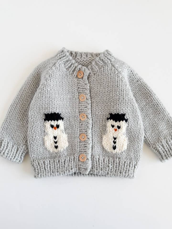 Snowman Cardigan Winter Knit Sweater Baby Kids Matching for wholesale by Figgy Friends