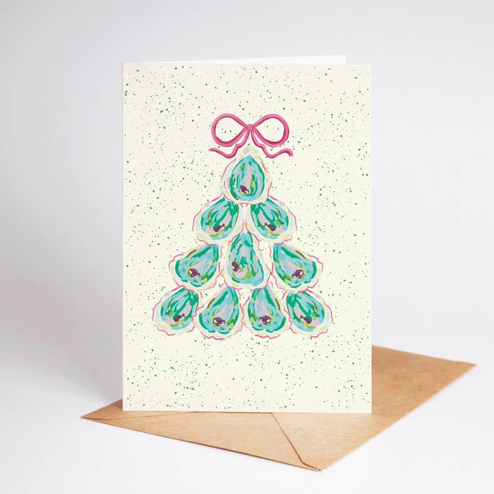The Shelley Society - Wholesale Christmas Card - Colorful Oyster Tree Beach Coastal Holiday Greeting Card2