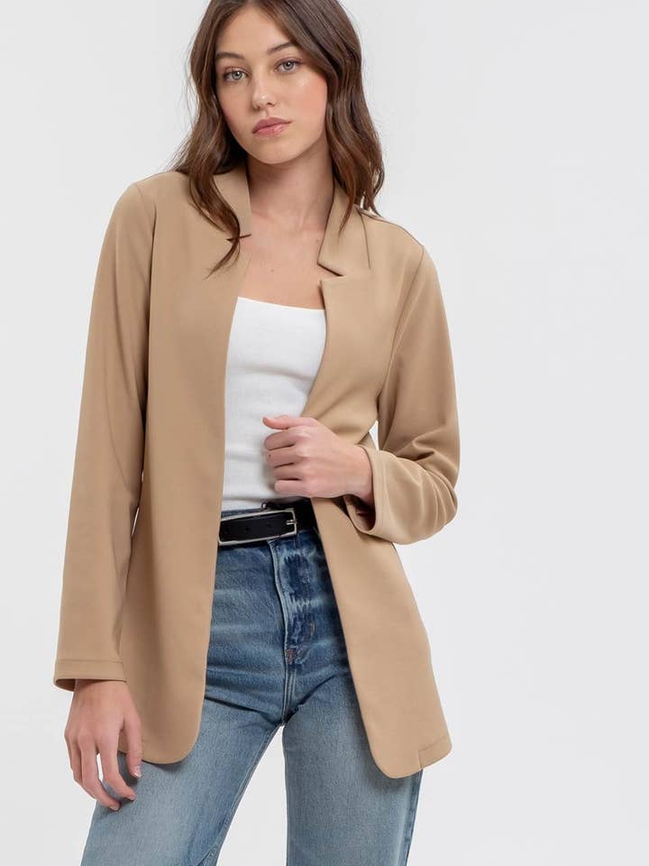 Blu Pepper - Wholesale Blazer - Women's - NOTCH COLLAR LONG SLEEVE LONG LINE BLAZER3