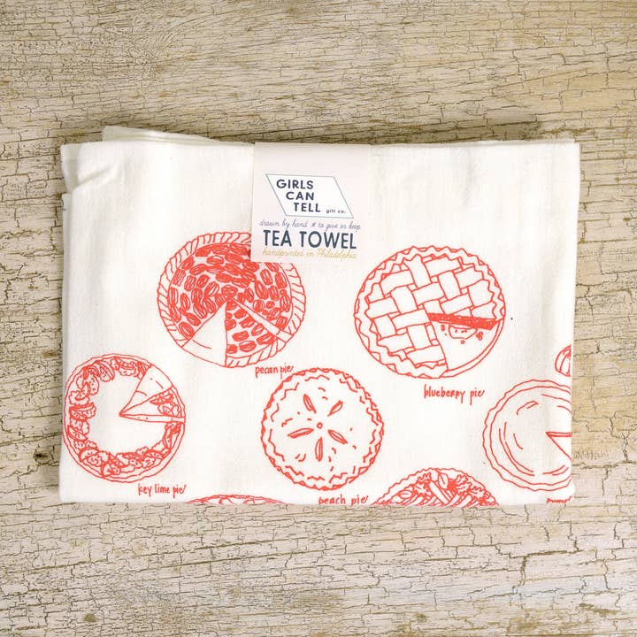 Holiday Pies Tea Towel | kitchen | flour sack | dish towels for wholesale by Girls Can Tell