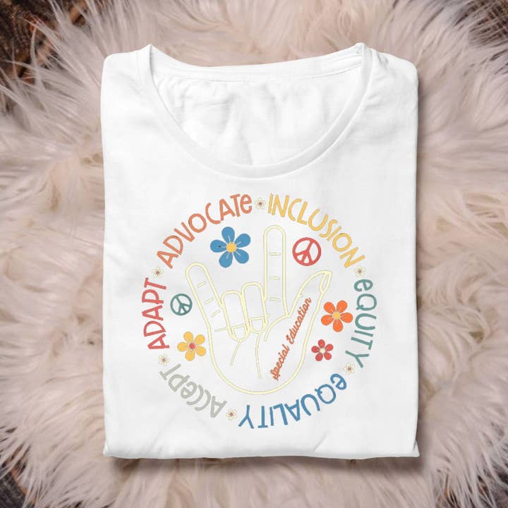 Camiseta/sudadera Adapt, Advocate, Inclusion, Equity, Equality, Accept Special Education para venta al por mayor de Wild Soul Boutique IA